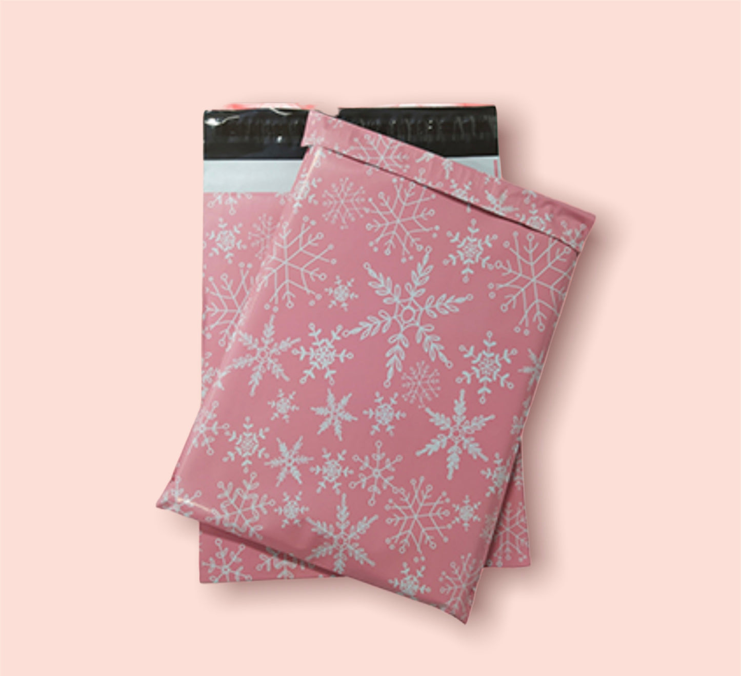 Pink Christmas Snowflake 10" x 13" Polymailer
